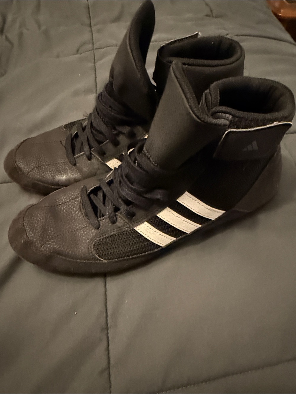 adidas Men’s Black wrestling Shoes with White Stripes